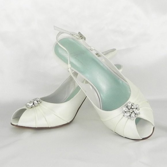 Champagne Fifi Maisie Peep-toe Swarovski Heels - Picture 9 of 9